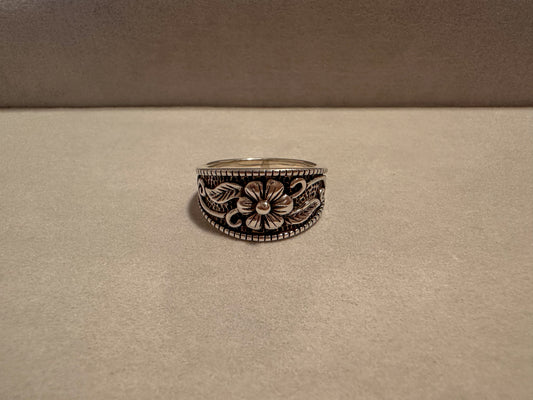 Floral western Engraved Silver Ring