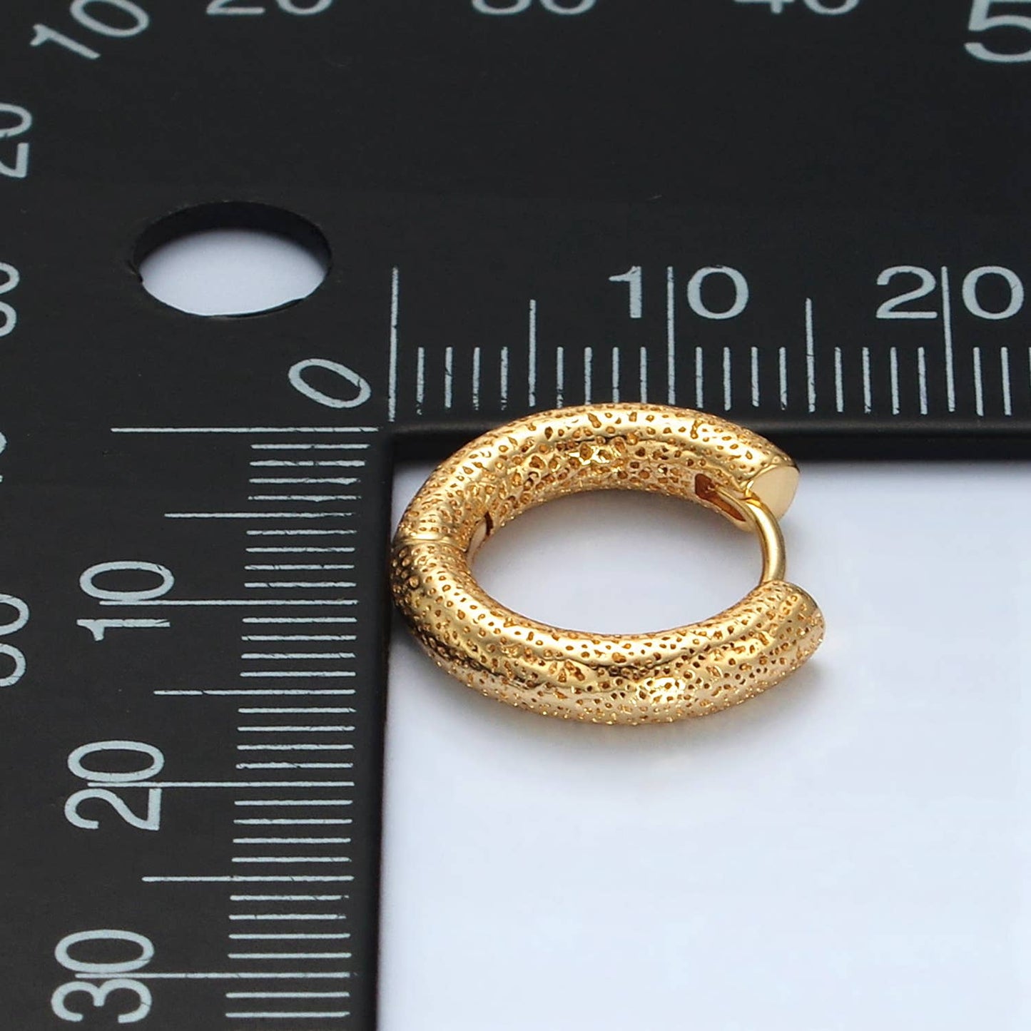 24K Gold Filled Dotted Textured Huggie Hoop Earrings