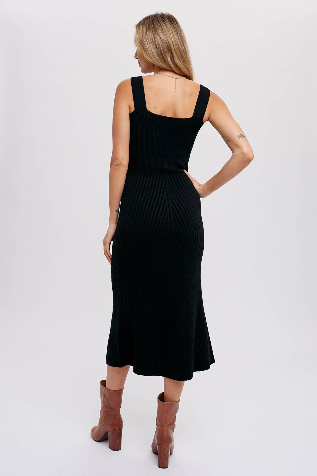 Square Neck Sweater Midi Dress