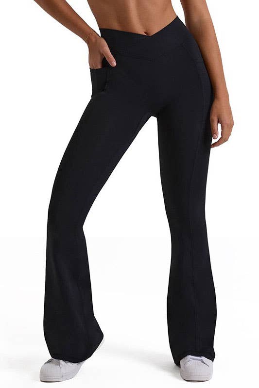 Cross Waist Band Wide Leg Active Pants