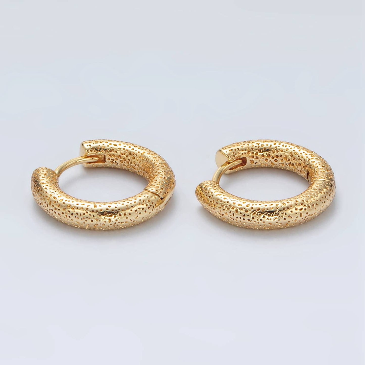 24K Gold Filled Dotted Textured Huggie Hoop Earrings