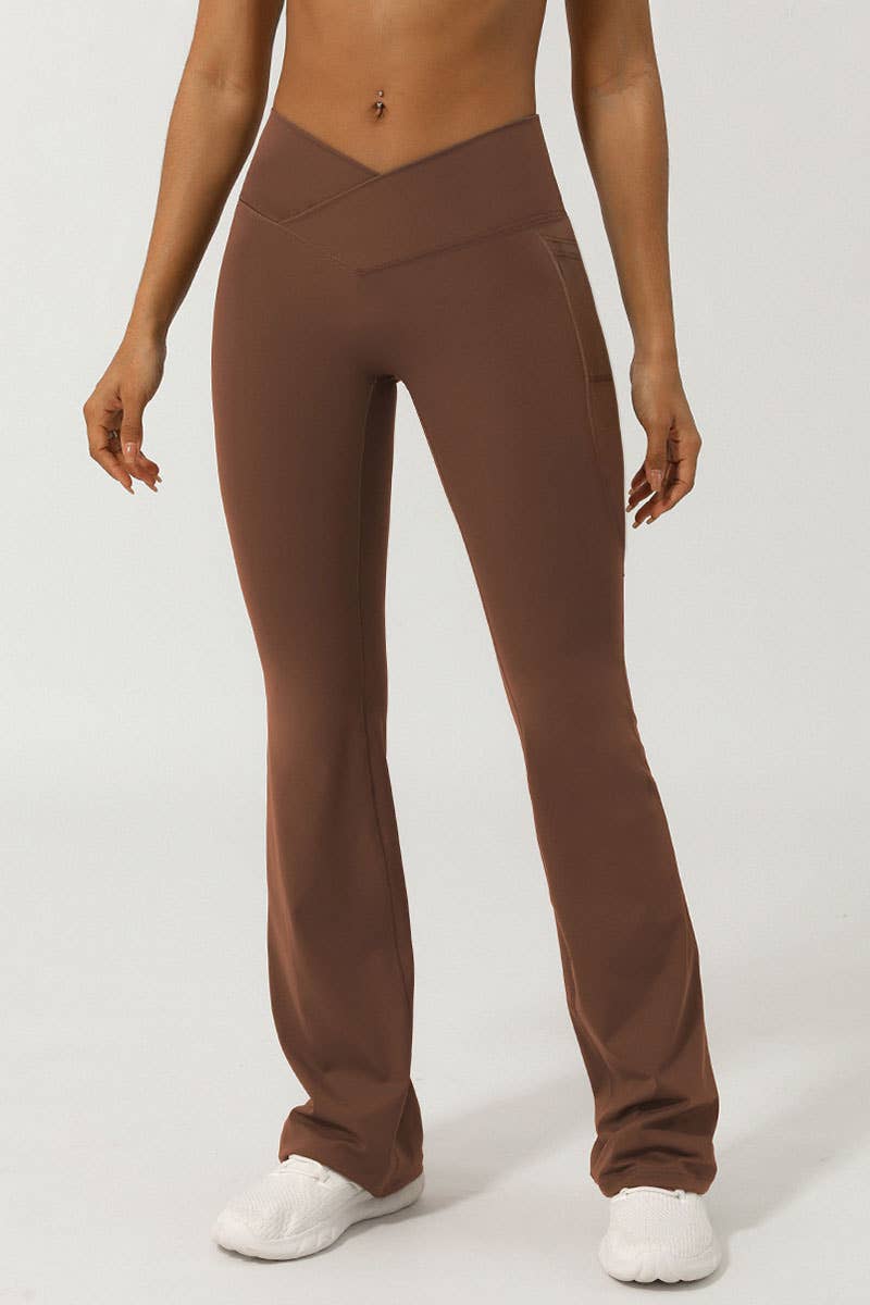 Cross Waist Band Wide Leg Active Pants